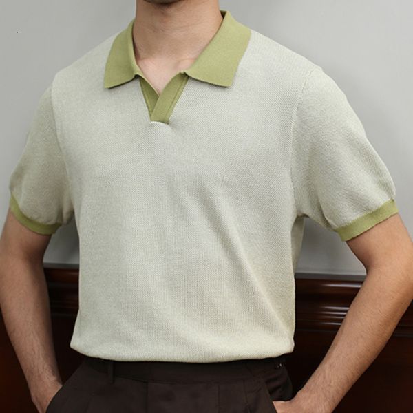 

mens polos casual solid vneck short sleeve polo 3 colours summer lapel shirt business slim breathable tshirt 230815, White;black