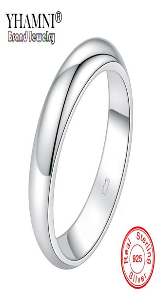 

yhamni 100 authentic 925 sterling silver rings for women men simple couple ring smooth wedding band for lovers gift4621661, Slivery;golden