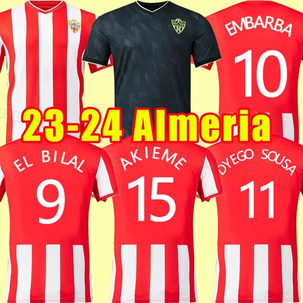 

2023 2024 ud almeria soccer jerseys sadiq #9 dyego sousa #11 away 23 24 football shirt kit samu #30 maillots de foot akieme #15 juan villar, Black;yellow