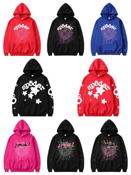 

23ss men designer 555 hoodies women winter hoodie fashion casual spider web hoodie men women loose pullover sp5der hoodie stereo hip hop, Black