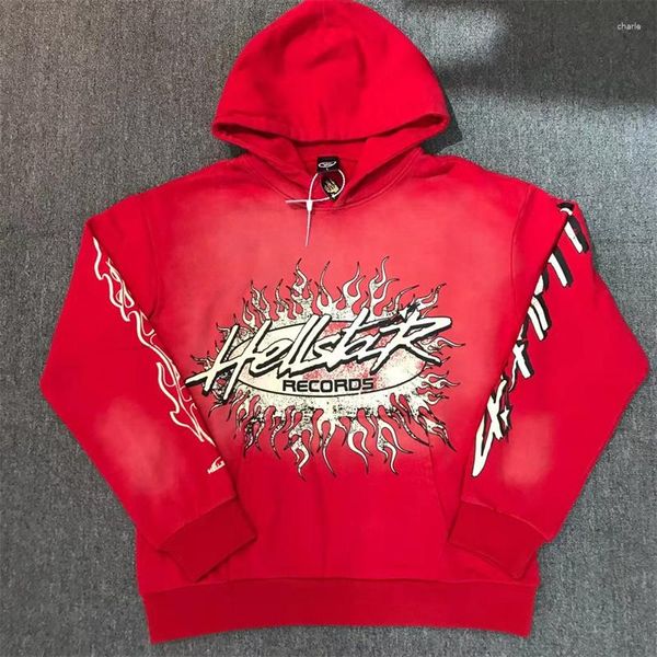 

men's hoodies 2023 winte hellstar red hoodie guard terry fabric 1:1 high street print sports men women sweatshirt hooded, Black