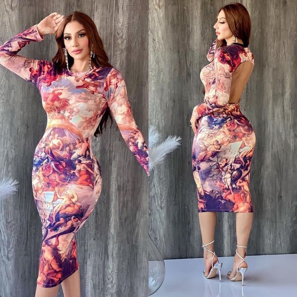 

womens designer clothing backless dresses women fashion print bodycon knee length pencil dress, White;black