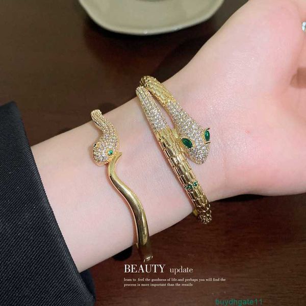 

lpss bracelet bangle genuine gold electroplated super sparkling zircon snake shaped with personalized design sense small and luxury charm ha, Black