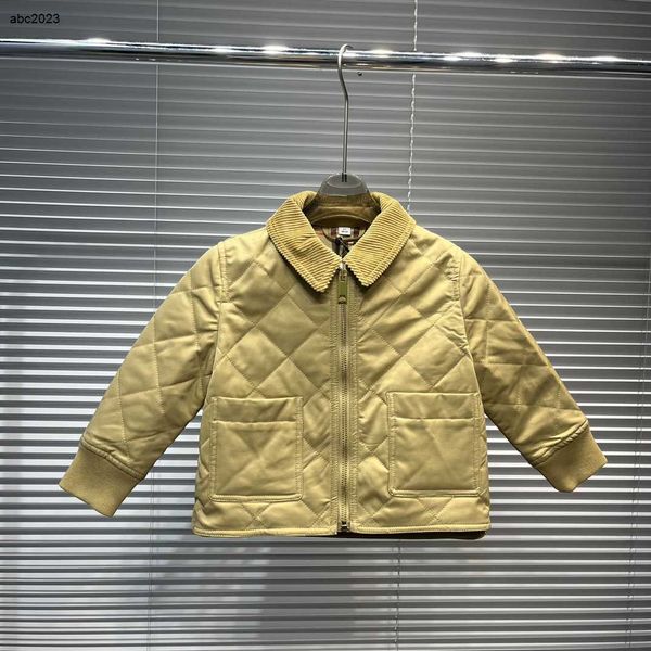 

new designer baby clothes corduroy collar kids jacket size 100-160 cm diamond long sleeved lapel child zipper coat july24, Blue;gray