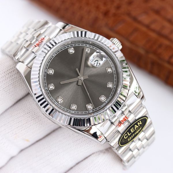 

luxury men's automatic watch diamond dial size 41mm automatic watch mechanical sapphire mirror diary series montre de lu aaa, Slivery;brown