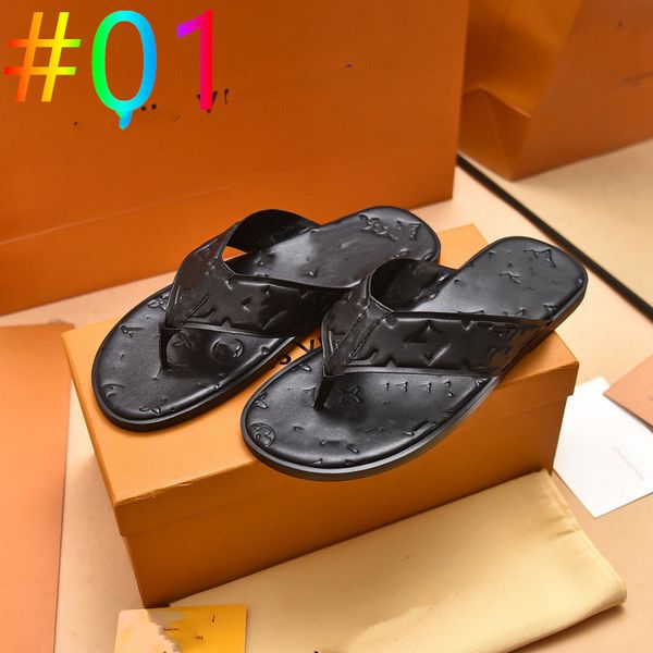 

men slippers designer leather sandals izmir flip flop oran heritage calfskin sandals summer lazy large beach casual slides size 38-46, Black