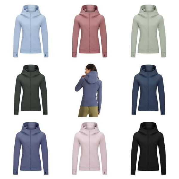 

2023 lu-02 women yoga outfit sports jacket stand-up collar half zipper long sleeve tight yogas shirt gym thumb athtic coat gym clothing