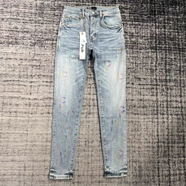 

purple jeans mens designer jeans for mens pants embroidery quilting ripped for trend brand vintage pant mens fold slim skinny fashion jeans, Blue