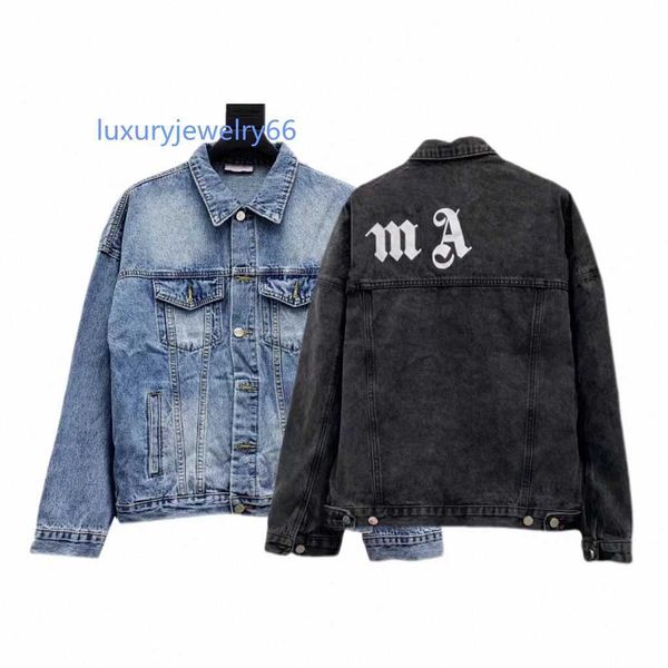 

men womens designers denim jackets mens casual winter coats branded fashion luxe back prints palm jacket stylist outwear clothes angels, Black;brown