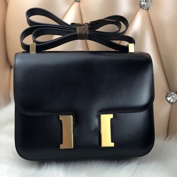 

10a r women bag leather handmade waxed thread shiny luxury classic retro fashion box single shoulder crossbody gold buckle silver buckle h p