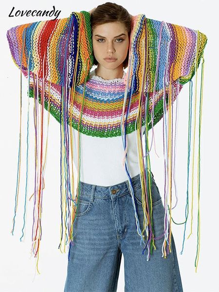 

women's sweaters women rainbow tassels weaving sweater casual knit geometric pattern long sleeves female pullover autumn winter jumpers, White;black