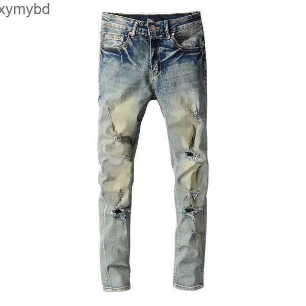 

designer jeans european purple jean men embroidery quilting ripped for trend brand vintage pant mens fold slim skinny fashion jeans, Blue