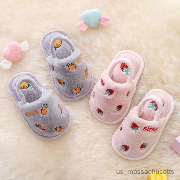 

slipper girls winter slippers children' cotton shoes warm thick kids shoes for boys slippers for girls indoor home slippers r230816, Black;grey