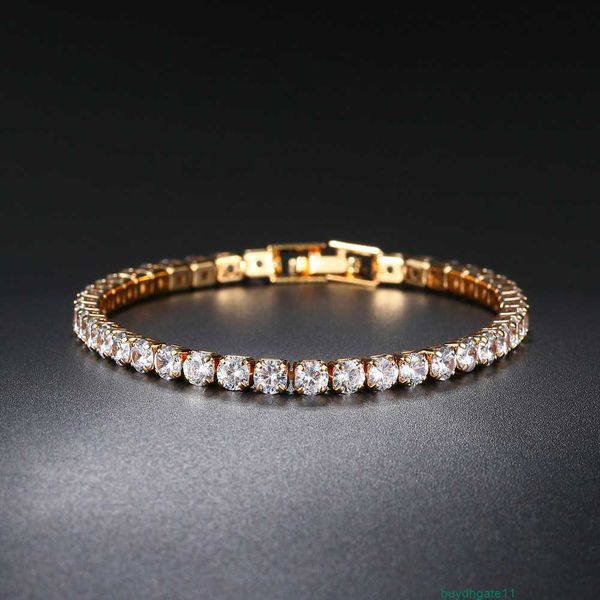 

i6u2 bracelet bangle zircon single row 4mm round full diamond tennis chain hip hop jewelry, Black