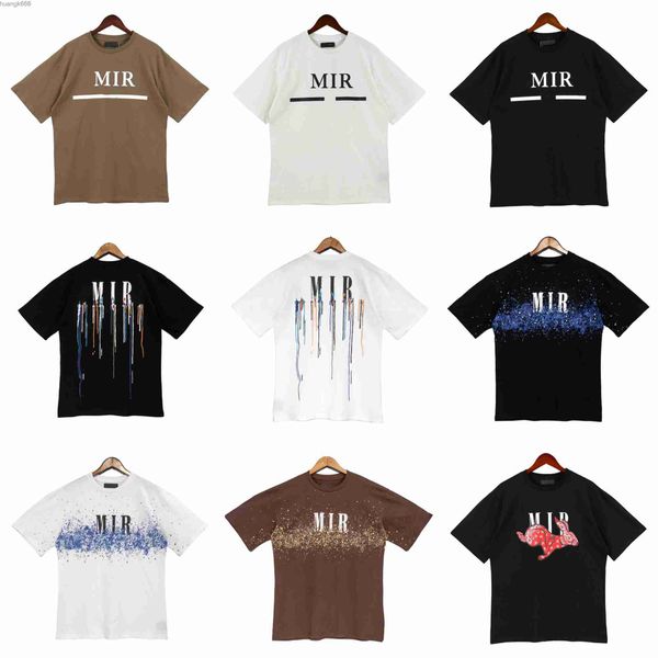 

men t shirt designer fashion brand shirt speckled letter printing short sleeve casual loose men round neck, White;black
