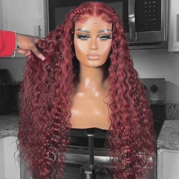 

front lace wig selling wig head cover small curly lace wig wine red long curly hair cover 230816, Black