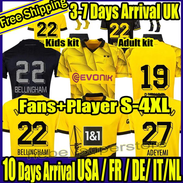 

s-4xl 2023 2024 reus soccer jerseys 23 24 season haller soccer football shirt neongelb bellingham hummels brandt dortmund hazard yeyna men k, Black;yellow