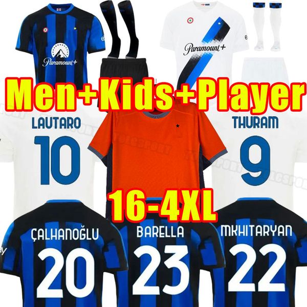 

j.correa lukaku soccer jerseys 23 24 barella lautaro inters eriksen away dzeko gosens milans uniforms asllani bellanova 2023 2024 men kids f, Black;yellow