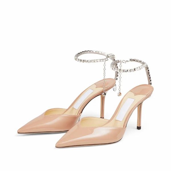 

luxury heels women bee crystal sandals dress shoes embellishment pointed-toe sandals women pvc pumps lady slip on wedding edit bride casual, Black