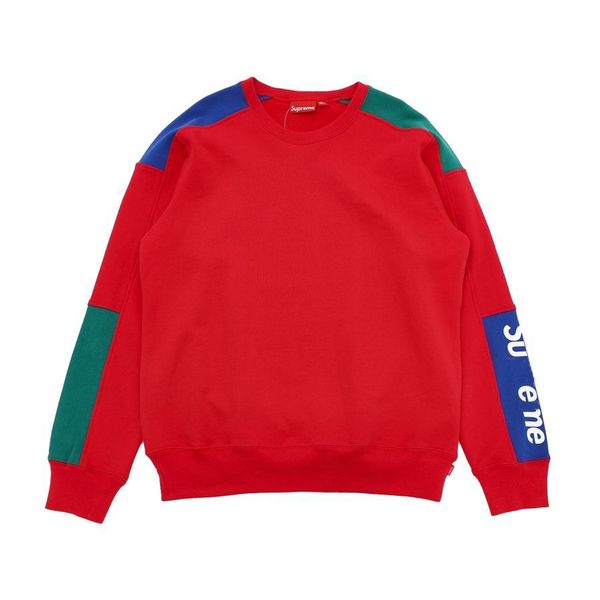 

suprenne formula crewneck color-blocked sweater in red long sleeve t-shirt sweatshirt, Black