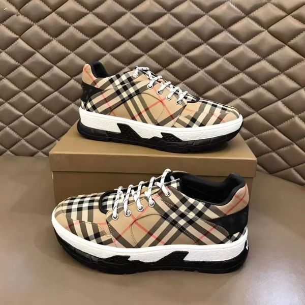 

check leather and suede sneakers luxury brand casual shoes designer vintage classic plaid sneaker fashion men's and women's traine, Red;white
