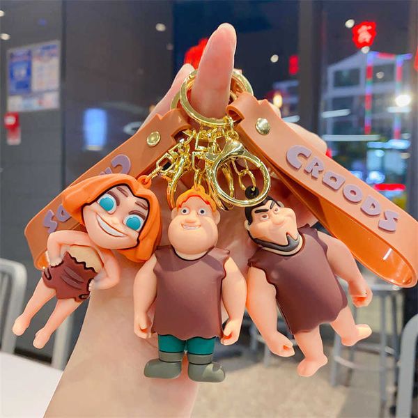 

hcq1 key rings creative anime crazy primitive keychain personalized wild man keychain cover guage xiaoyi male and female pendant, Slivery;golden