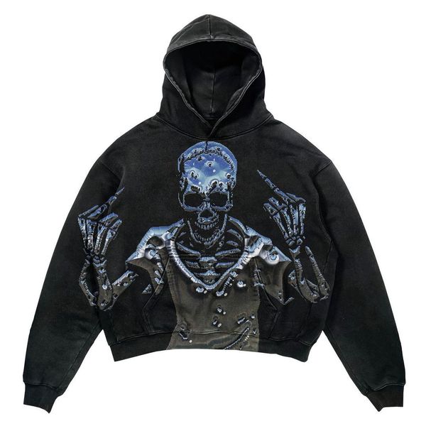 

mens hoodies sweatshirts y2k grunge fashion oversized hoodiehip hopharajukuretro long sleeve hoodiegothic punk personality graphic streetwea, Black