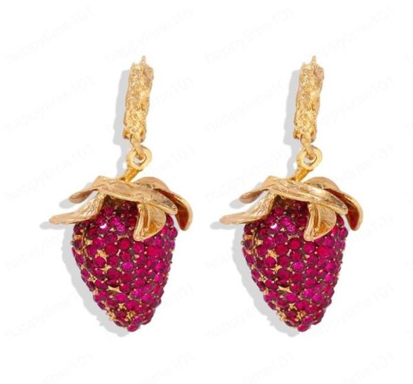 

trendy elegant cute strawberry dangle earring for women girls charm rhinestone earrings jewelry1348169, Silver