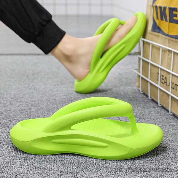 

slipper thick platform flip flops men summer slippers couples outdoor beach mens sandals soft comfy shoes women fashion r230816, Black;grey