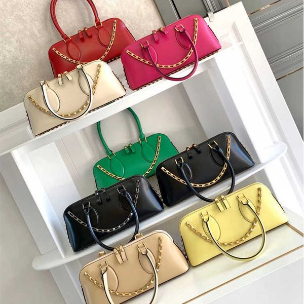 

designers bags rivet handbag chain minimalist macaron double pull boston bag v1ki