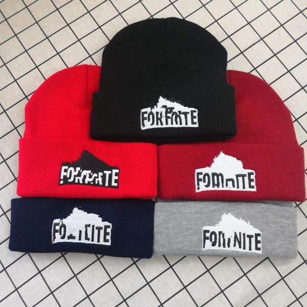 

2023 outdoors sports new embroidery autumn and winter hat knitted fort/nite hat ad