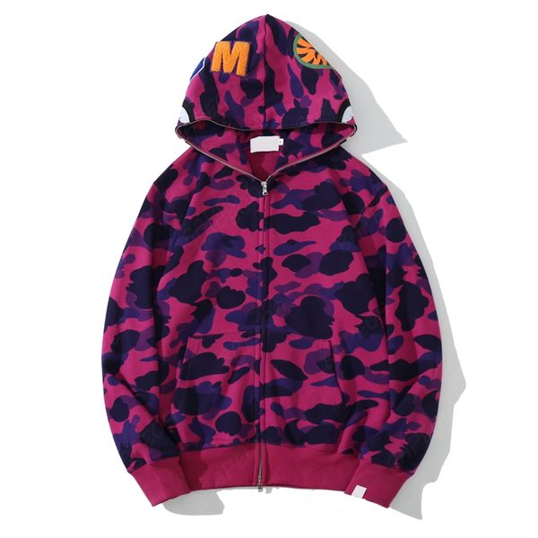 

shark hoodie designer hoodie cotton sportswear pullover fleece zip up hoodie men multiple color embroidery thick zipper hoodies shark purple, Black