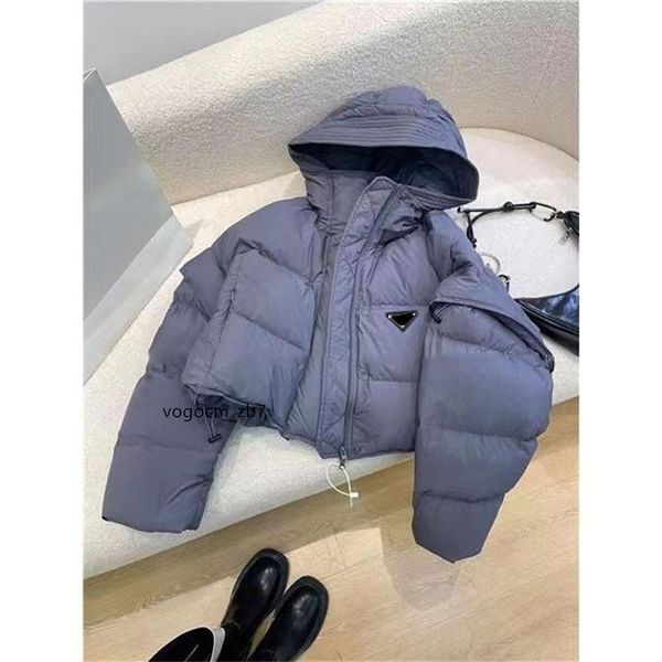 

womens down coats parkas hooded budge sleevs remove jackets designer women down coat slim short jacket zippers coats asian size s-l, Black
