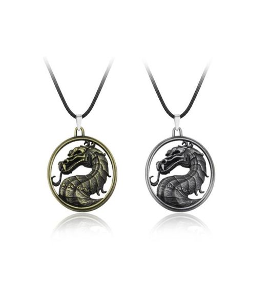 

mortal kombat necklace dragon vintage pendant movie video game jewelry men women1097650, Silver