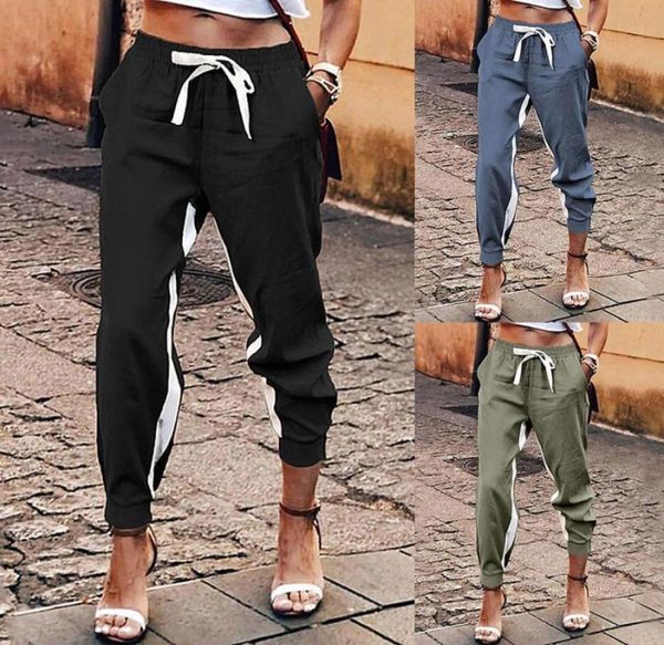 

women casual stitching sweatpants women high waist pant gym sweatpant fashion streetwear korean trousers for female7581665, Black;white