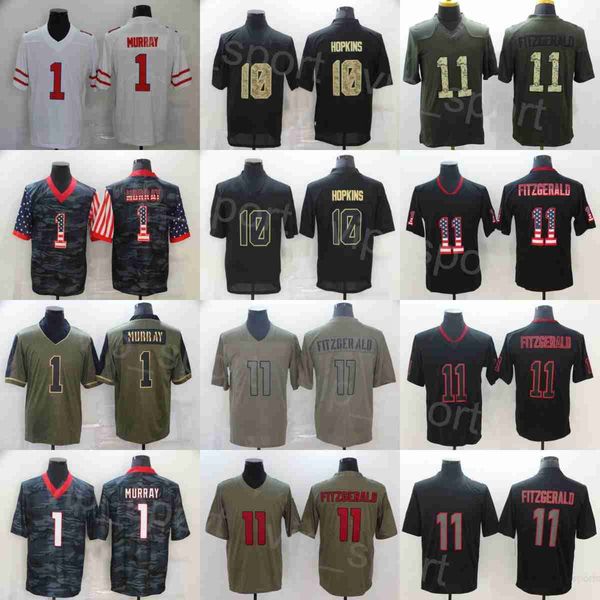 

man 10 deandre hopkins football jerseys 11 larry fitzgerald 1 kyler murray vintage olive salute to service camo usmc color rush flag goddess, Black;red