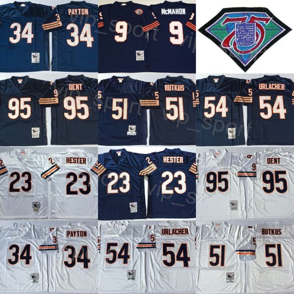 

vintage football 34 walter payton jerseys 51 dick butkus 54 brian urlacher 95 richard dent 9 jim mcmahon 23 devin hester 75th anniversary 19, Black;red