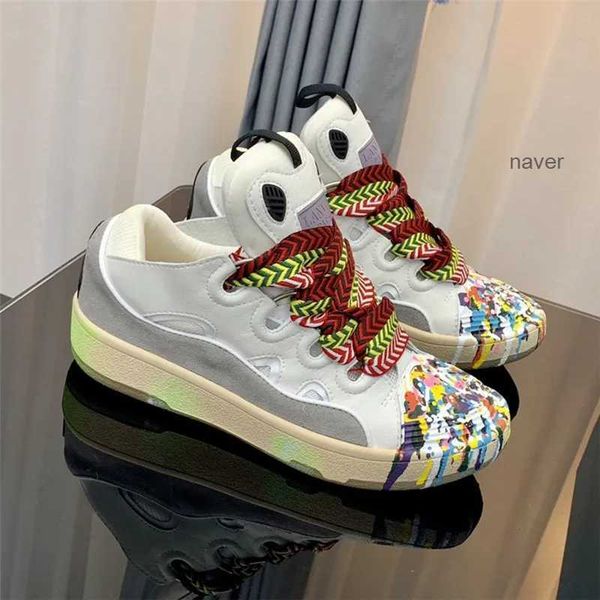 

massage lanvinly dhgate fashion plateforme casual shoes for men woman laceup leather t curb summer outdoor pairs designer sneakers multicolo, Black