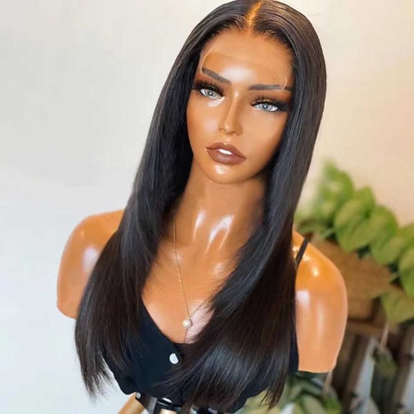

straight lace front human hair wigs selling wig 230816, Black