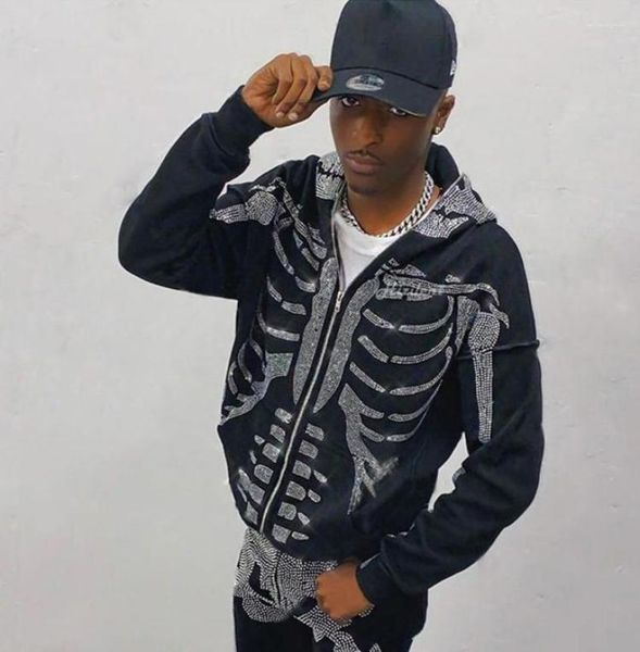 

men039s hoodies men vintage goth long sleeve sweatshirt graphics y2k jacket full zip up hoodie rhine skeleton sport couple2328199, Black