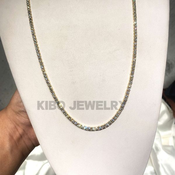 

kibo customized real 10k 14k solid gold 3mm vvs1 d color moissanite diamond tennis chain necklace for men women, Silver