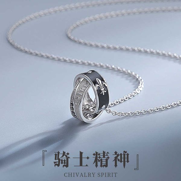 

necklaces strands strings s925 sterling silver necklace fashion brand versatile light luxury men's knight pendant paired with clothes f