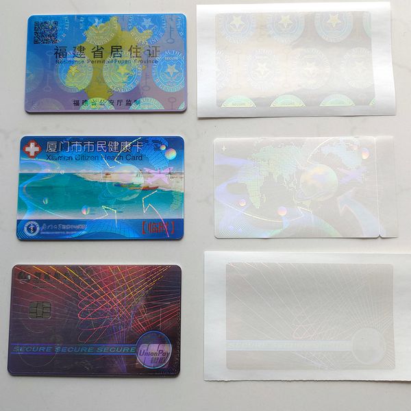 

100pcs card hologram overlays security sticker authenticity genuine seal anti-fake secure skin anti-counterfeit for teslin id badge