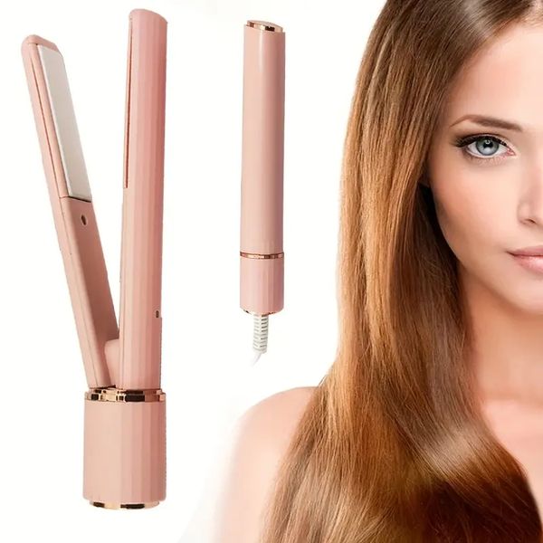 

portable 2-in-1 mini hair straightener and curler - perfect for travel and on-the-go styling, Black