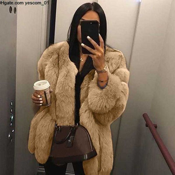 

faux fur ladies coats coats winterjacket women plus size short coat warm furry long sleeve outerwear, Black