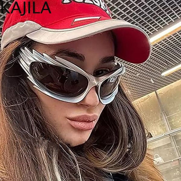 

sunglasses spike rectangle sunglasses women men y2k sports star sun glasses luxury brand black retro punk 2000's eyewear shades uv400 2, White;black