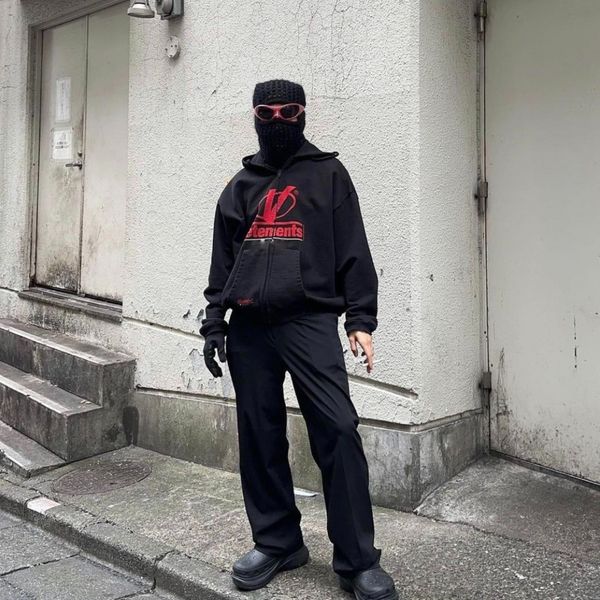 

men's hoodies sweatshirts vetements hoodie men women 1 1 double-sided wearable y2k streetwear zip up hoodie hoodies for men graphic hoo, Black
