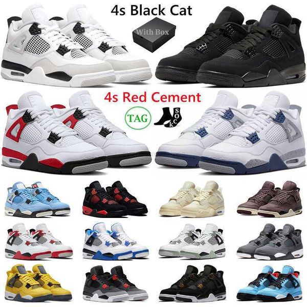 

4 outdoor shoes men women 4s black cat red cement military thunder midnight navy university blue mens trainers sports
