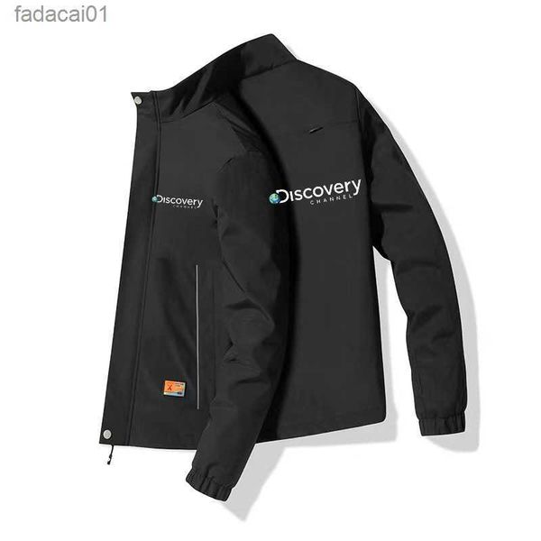 

men's down parkas men's swimwear discovery channel spring/summer 2023 men's pilot stand up collar print jacket baseball jacke, Black