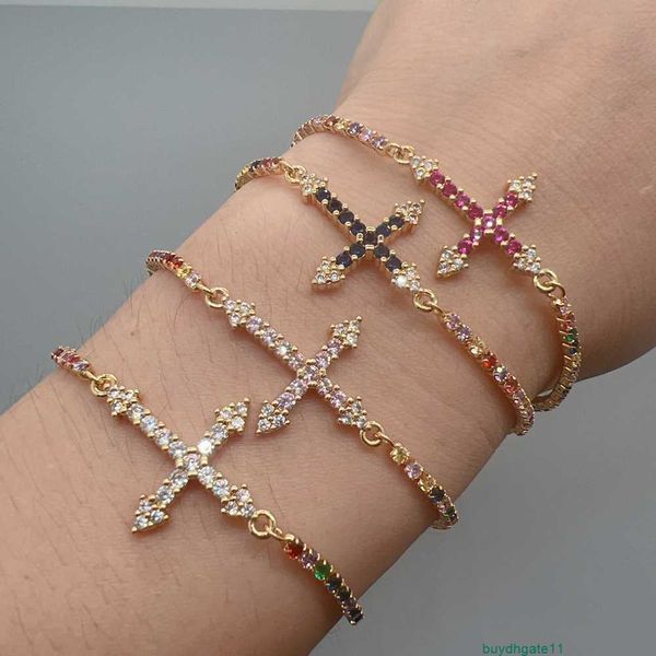 

u3xr bracelet bangle new product accessories can be adjusted with colorful zircon cross women's style hand jewelry, Black